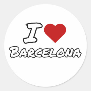 Sticker Rond J'aime cœur ville de Barcelone