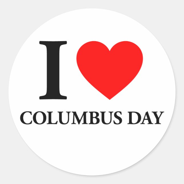 Sticker Rond J'aime Columbus Day (Devant)