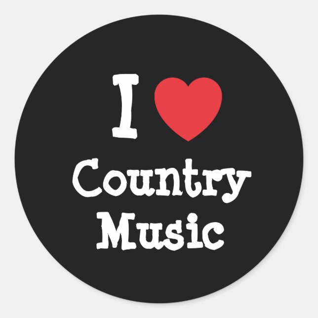 Sticker Rond J'aime Country Music coeur personnalisé (Devant)