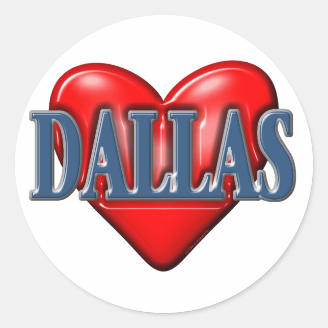 Sticker Rond J'aime Dallas Texas (Devant)