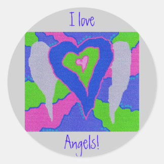 Sticker Rond J'aime des anges !
