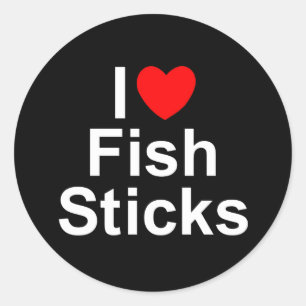 Sticker Rond J'aime des bâtons de poissons (de coeur)