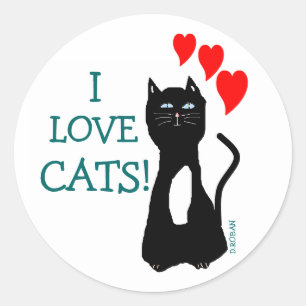 Sticker Rond J'aime des chats !