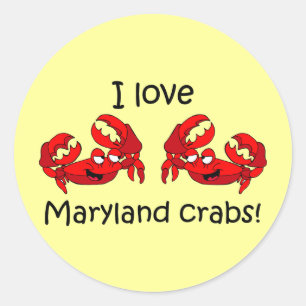 Sticker Rond J'aime des crabes du Maryland !