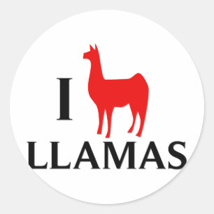 Sticker Rond J'aime des lamas