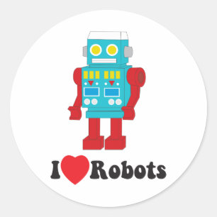 Sticker Rond J'aime des robots !