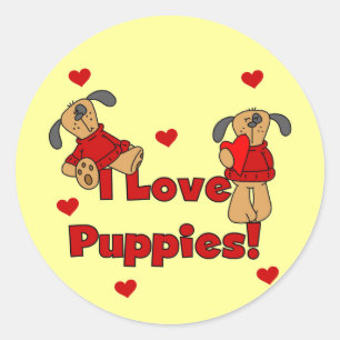 Sticker Rond J'aime des T-shirts et des cadeaux de chiots