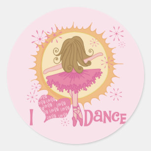 Sticker Rond J'aime des T-shirts et des cadeaux de danse