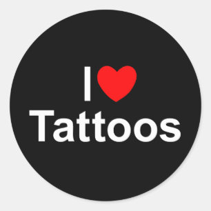 Sticker Rond J'aime des tatouages (de coeur)