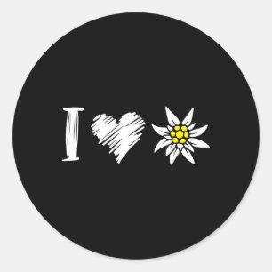 Sticker Rond J'Aime Edelweiss La Fleur Des Alpes Pour L'Hiki