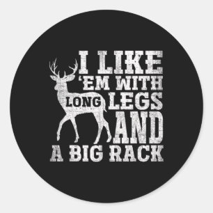 Sticker Rond J'Aime Em Avec De Longues Jambes Et Un Grand Cerf 