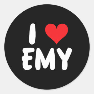 Sticker Rond J'aime Emy - Cœur - Nom 