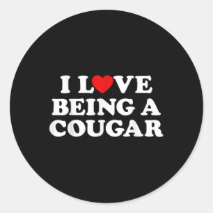 Sticker Rond J'Aime Être Un Cougar Outfit Cougars Heart Hot Gir