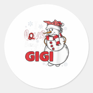 Sticker Rond J'Aime Être Un Gigi Joyeux Snowm De Noël