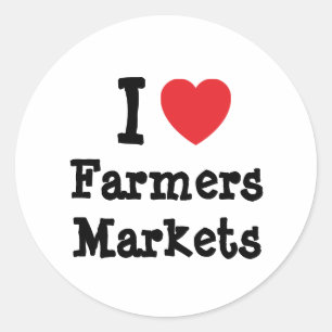 Sticker Rond J'aime Farmers Markets coeur personnalisé