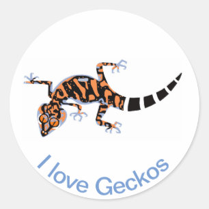 Sticker Rond J'aime GECKOS - Espèces en voie de disparition - F