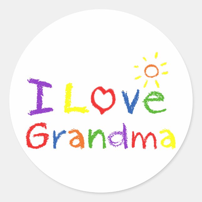 Sticker Rond J'aime grand-mère (Devant)