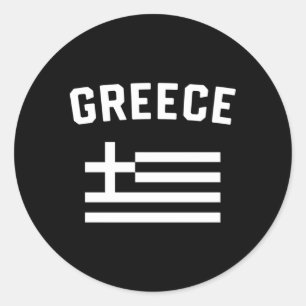 Sticker Rond J'aime Grèce minimaliste drapeau grec