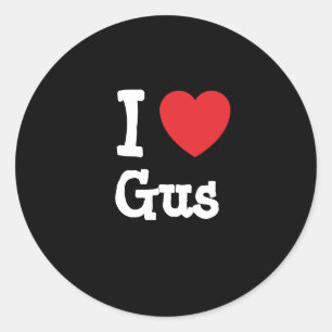 Sticker Rond J'aime Gus coeur personnalisé