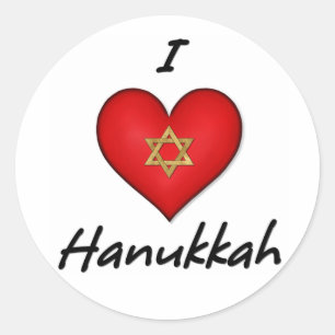 Sticker Rond J'aime Hanoukka