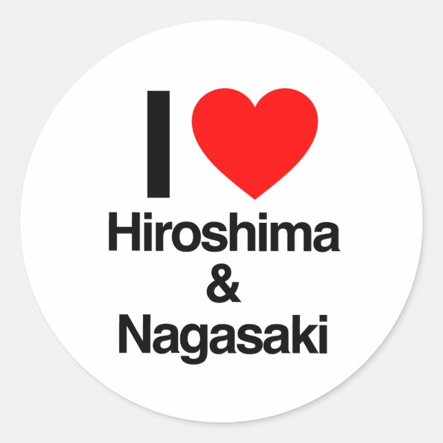 Sticker Rond j'aime hiroshima et nagasaki (Devant)
