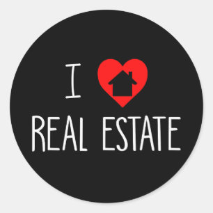 Sticker Rond J'aime Immobilier Realtor House Coeur