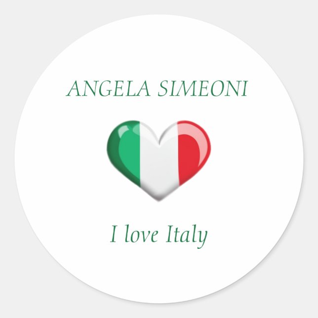 Sticker Rond J'aime Italie | Votre nom (Devant)