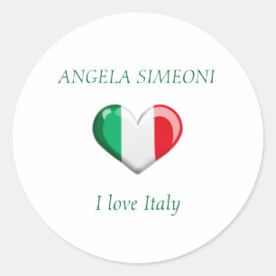Sticker Rond J'aime Italie   Votre nom