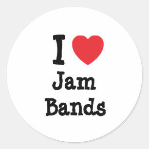 Sticker Rond J'aime Jam Bands coeur personnalisé