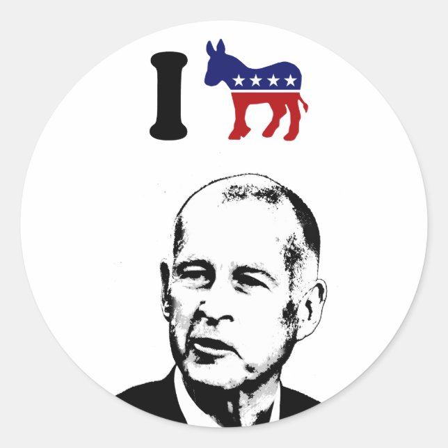Sticker Rond J'aime Jerry Brown (Devant)