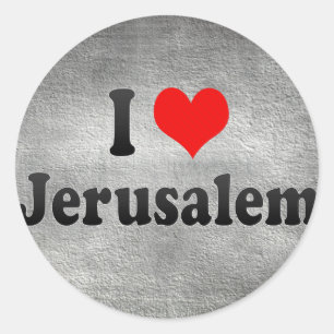Sticker Rond J'Aime Jérusalem, Israël