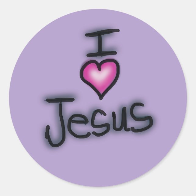 Sticker Rond J'aime Jésus Coeur rose (Devant)