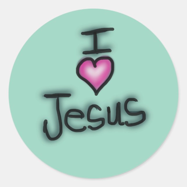 Sticker Rond J'aime Jésus Coeur rose (Devant)