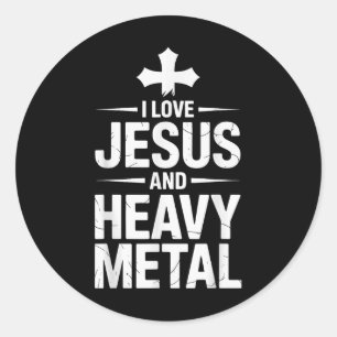 Sticker Rond J'aime Jésus et le heavy metal _8