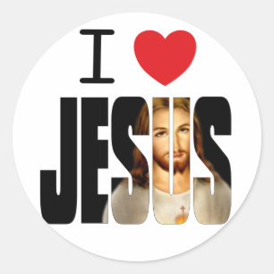 Sticker Rond J'aime Jésus - Je Coeur Jésus avec l'image du nom