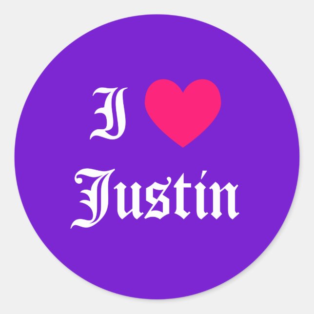 Sticker Rond J'aime Justin (Devant)