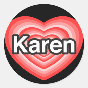 Sticker Rond J'aime Karen. Je t'aime Karen. Cœur