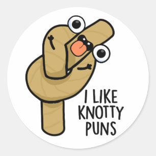 Sticker Rond J'Aime Knotty Puns Funky Rope Pun