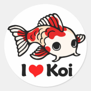 Sticker Rond J'aime Koi