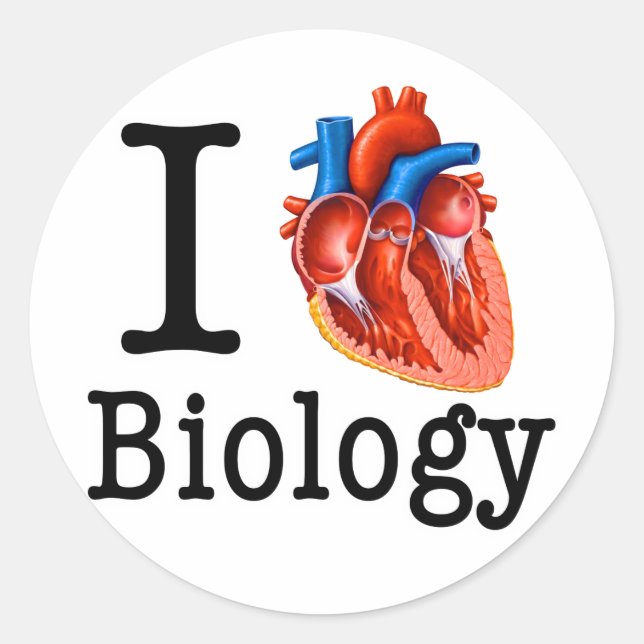 Sticker Rond J'aime la biologie (Devant)