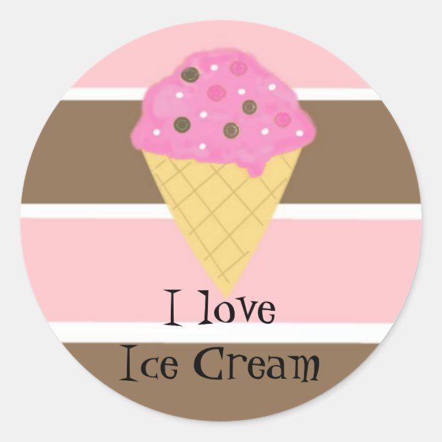 Sticker Rond J'Aime La Crème De Glace (Devant)