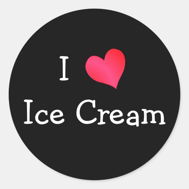 Sticker Rond J'Aime La Crème De Glace (Devant)