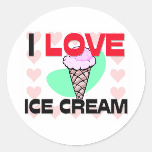 Sticker Rond J'Aime La Crème De Glace