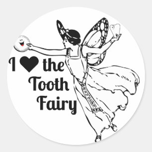 Sticker Rond J'Aime La Fée Des Dents !