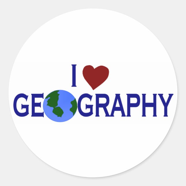 Sticker Rond J'aime la géographie (Devant)