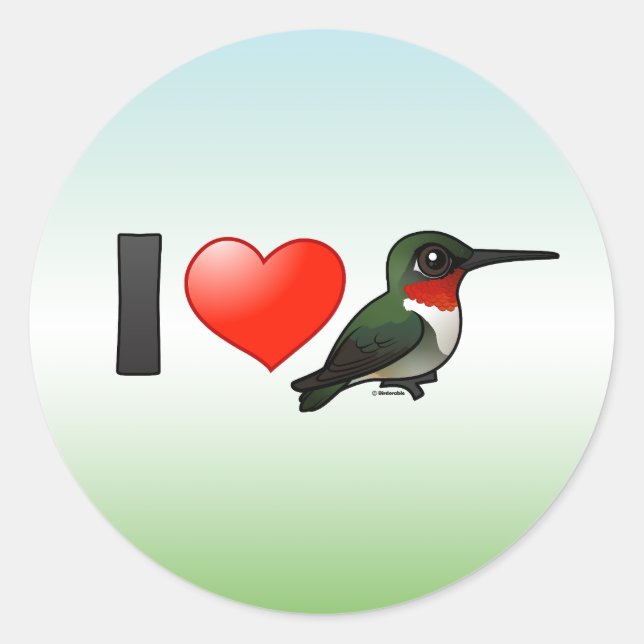 Sticker Rond J'aime la gorge rubis (Devant)
