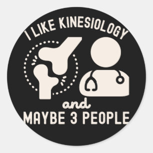 Sticker Rond J'aime la kinésiologie et peut-être 3 personnes