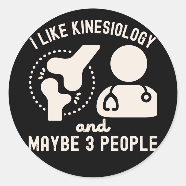 Sticker Rond J'aime la kinésiologie et peut-être 3 personnes (Devant)