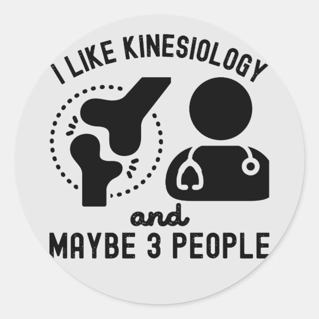 Sticker Rond J'aime la kinésiologie et peut-être 3 personnes (Devant)