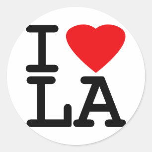 Sticker Rond J'aime la LA de coeur